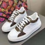 Louis Vuitton LV Unisex Time Out Sneaker Cacao Brown Calf Leather Patent Monogram Canvas – Image 3