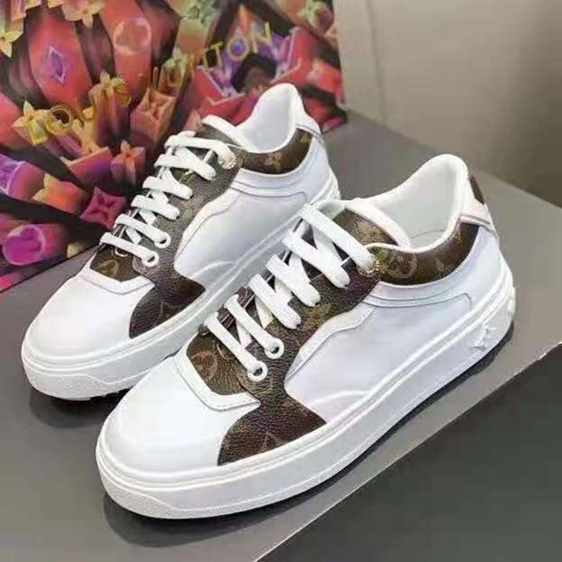 LOUIS VUITTON Charlie Sneakers White Cacoa 35 Brown 1304410