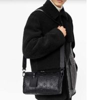 Louis Vuitton Men City Keepall in Black Monogram Seal Leather