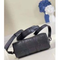 Louis Vuitton Men City Keepall in Black Monogram Seal Leather