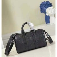 Louis Vuitton Men City Keepall in Black Monogram Seal Leather