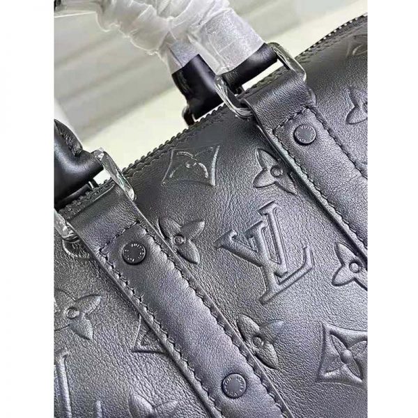 Louis Vuitton Men City Keepall in Black Monogram Seal Leather (8)