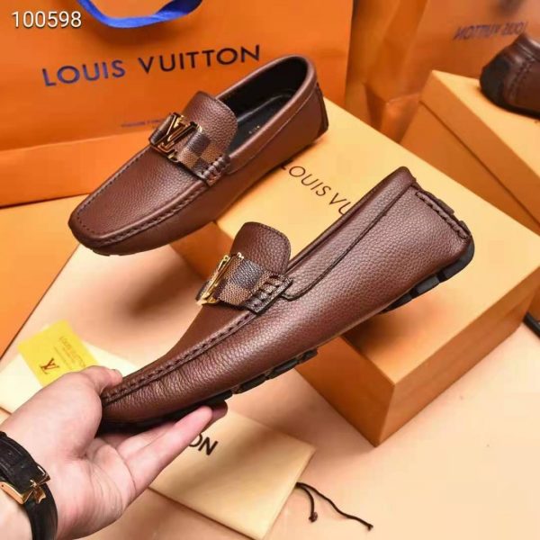 Louis Vuitton Men LV Monte Carlo Moccasin Moka Brown Grained Calf Leather (1)