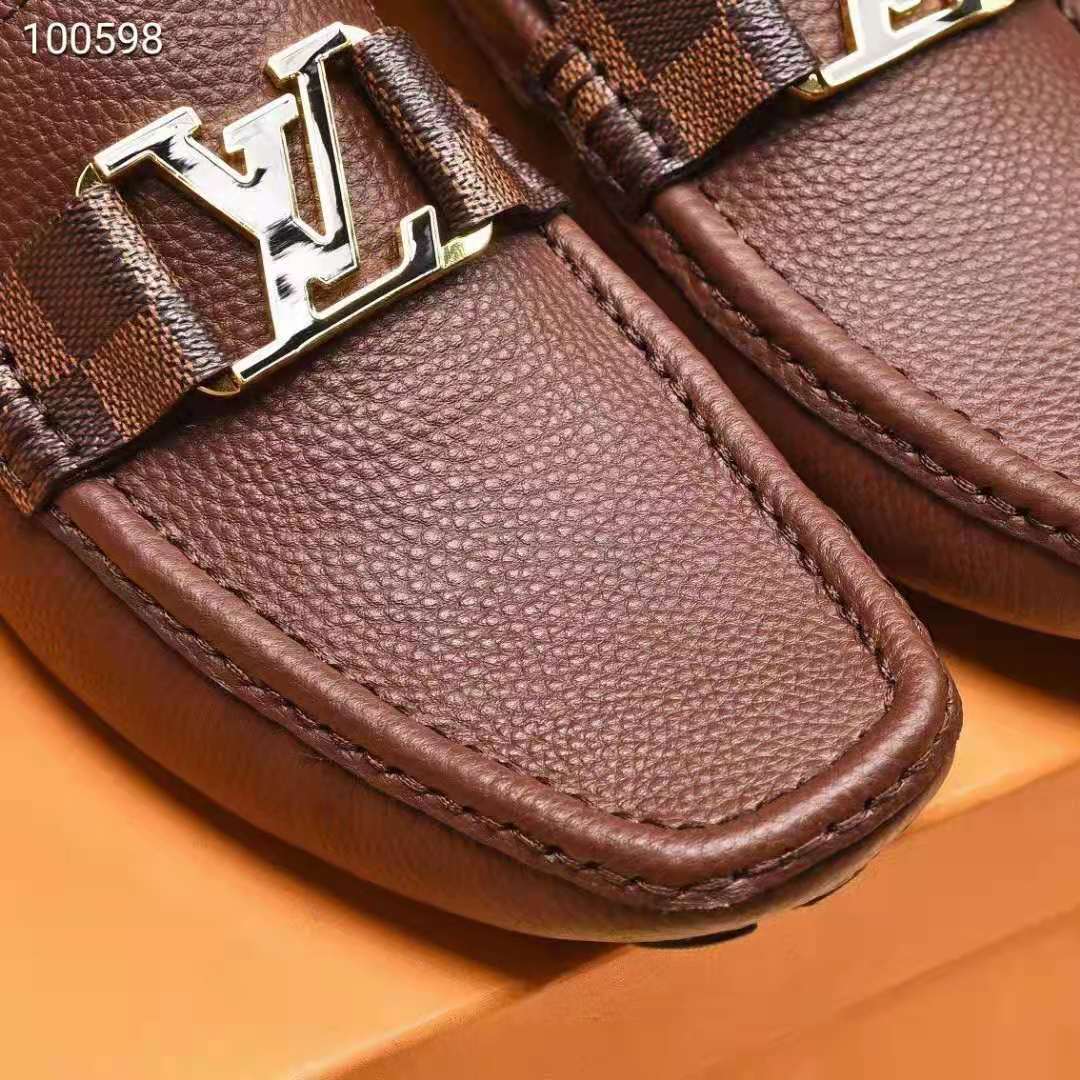 Louis Vuitton Men LV Monte Carlo Moccasin Moka Brown Grained Calf Leather -  LULUX