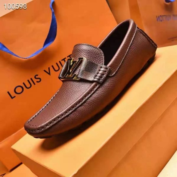 Louis Vuitton Men LV Monte Carlo Moccasin Moka Brown Grained Calf Leather (2)