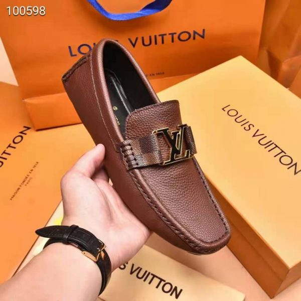 Louis Vuitton Men LV Monte Carlo Moccasin Moka Brown Grained Calf Leather (4)