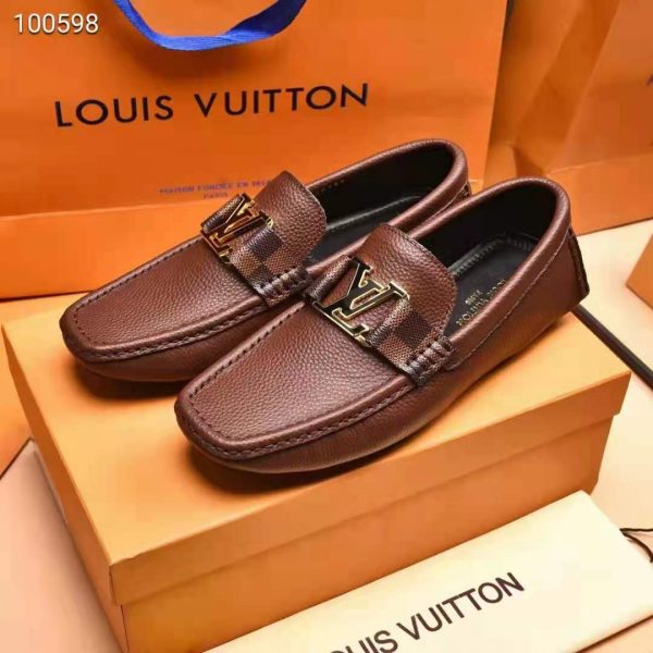 Louis Vuitton Men LV Monte Carlo Moccasin Moka Brown Grained Calf Leather (9)