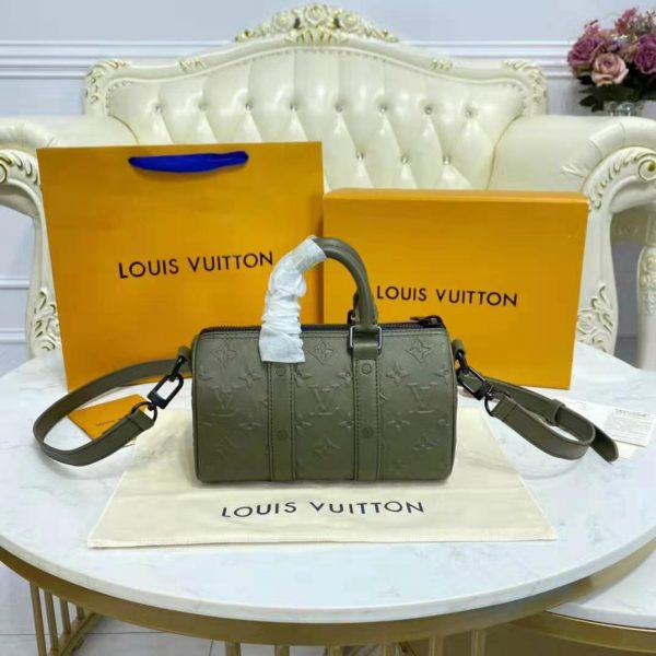 Louis Vuitton Unisex Keepall XS Khaki Monogram Seal Cowhide Leather (11)