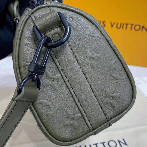 Louis Vuitton Unisex Keepall XS Khaki Monogram Seal Cowhide Leather (13)