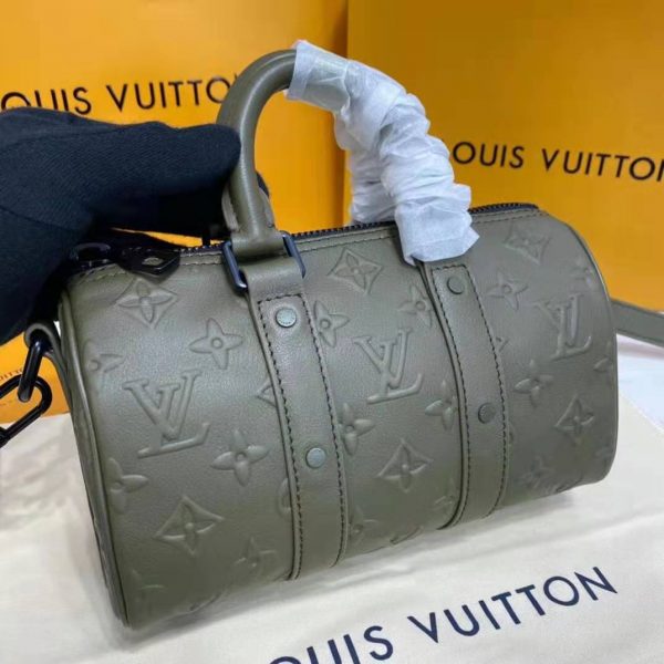 Louis Vuitton Unisex Keepall XS Khaki Monogram Seal Cowhide Leather (14)