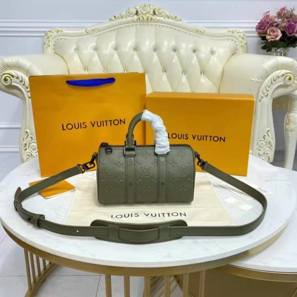Louis Vuitton Unisex Keepall XS Khaki Monogram Seal Cowhide Leather (9)