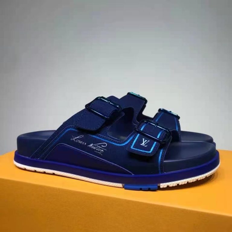 Louis Vuitton Unisex LV Trainer Mule Blue Monogram-Embossed Suede Calf Leather - LULUX