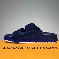 Louis Vuitton Unisex LV Trainer Mule Blue Monogram-Embossed Suede Calf Leather (2)