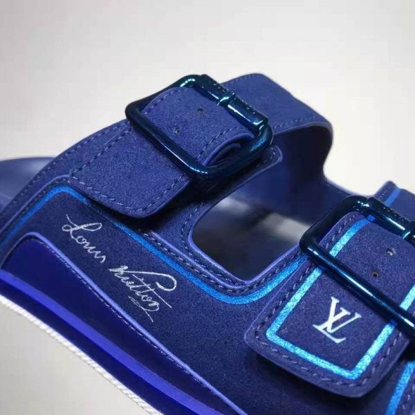 Louis Vuitton Unisex LV Trainer Mule Blue Monogram-Embossed Suede Calf Leather (7)