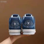 Louis Vuitton Unisex LV Trainer Sneaker Blue Monogram Denim Flowers Rubber LV Initials - Imagen 10