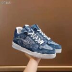 Louis Vuitton Unisex LV Trainer Sneaker Blue Monogram Denim Flowers Rubber LV Initials - Imagen 8