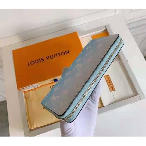 Louis Vuitton Unisex Zippy Wallet Blue Monogram Coated Canvas Cowhide Leather (6)