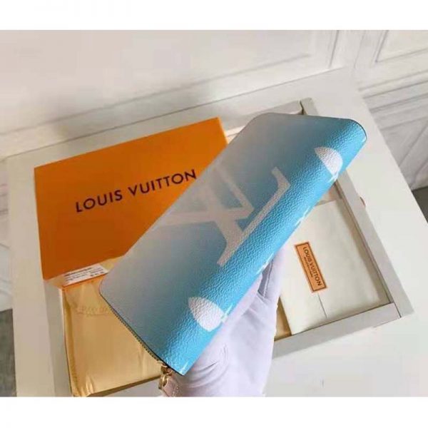 Louis Vuitton Unisex Zippy Wallet Blue Monogram Coated Canvas Cowhide Leather (7)