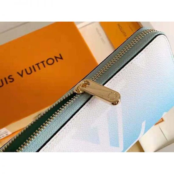 Louis Vuitton Unisex Zippy Wallet Blue Monogram Coated Canvas Cowhide Leather (8)