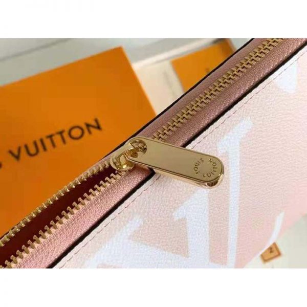 Louis Vuitton Unisex Zippy Wallet Mist Gray Monogram Coated Canvas Cowhide Leather (6)