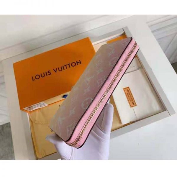 Louis Vuitton Unisex Zippy Wallet Pink Monogram Coated Canvas Cowhide Leather (4)