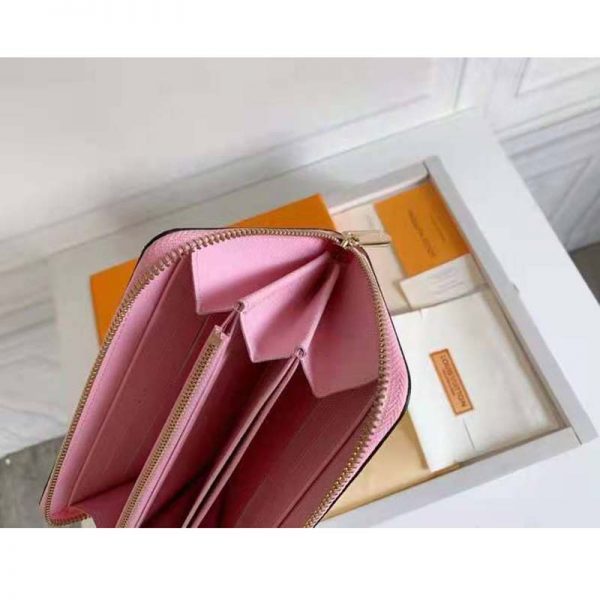 Louis Vuitton Unisex Zippy Wallet Pink Monogram Coated Canvas Cowhide Leather (5)