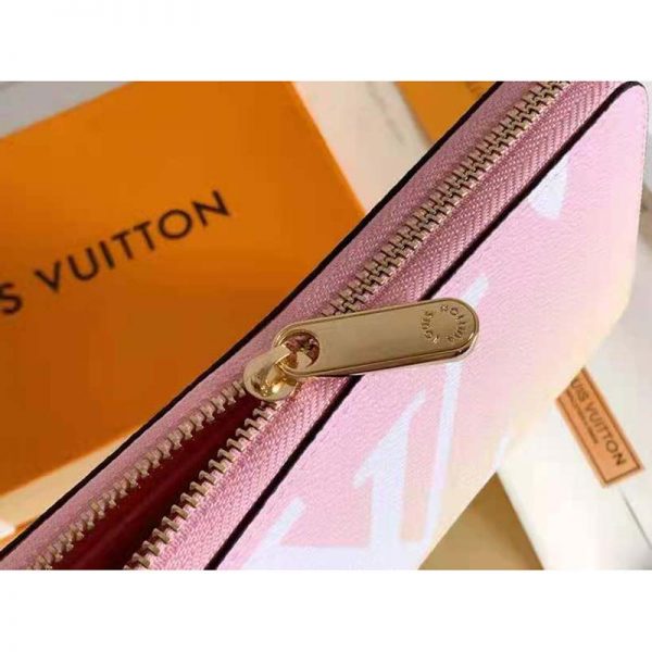 Louis Vuitton Unisex Zippy Wallet Pink Monogram Coated Canvas Cowhide Leather (6)