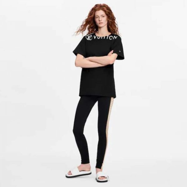 Louis Vuitton Women Vuittamins Cotton Jersey T-Shirt LV Circle Black Regular Fit (1)
