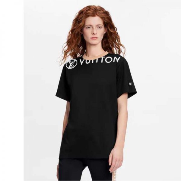 Louis Vuitton Women Vuittamins Cotton Jersey T-Shirt LV Circle Black Regular Fit (2)