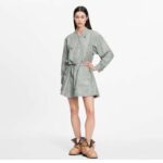 Louis Vuitton Women Washed Silk Monogram Long-Sleeved Dress Silver Regular Fit – Bild 9