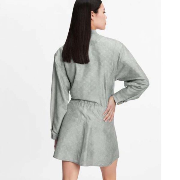 Louis Vuitton Women Washed Silk Monogram Long-Sleeved Dress Silver Regular Fit (3)