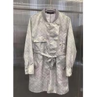 Louis Vuitton Women Washed Silk Monogram Long-Sleeved Dress Silver Regular Fit