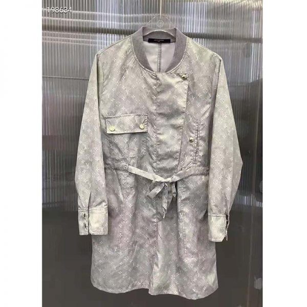 Louis Vuitton Women Washed Silk Monogram Long-Sleeved Dress Silver Regular Fit (5)