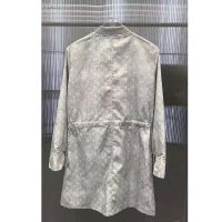 Louis Vuitton Women Washed Silk Monogram Long-Sleeved Dress Silver Regular Fit