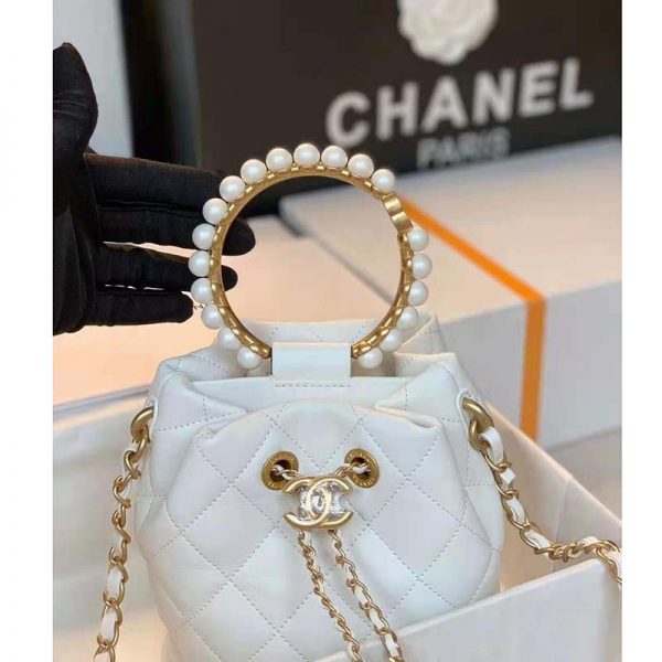 chanel drawstring bag white