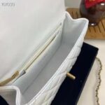 Chanel Women Mini Flap Bag with Top Handle Grained Calfskin Gold Tone Metal White - Imagen 8