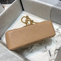 Chanel Women Mini Flap Bag with Top Handle Lambskin & Gold-Tone Metal Sandy