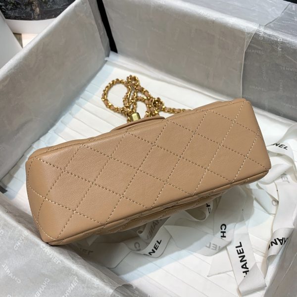Chanel Women Mini Flap Bag with Top Handle Lambskin & Gold-Tone Metal Sandy (5)