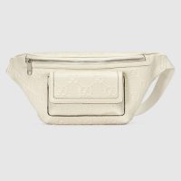 Gucci GG Unisex Black Embossed Belt Bag Tonal Leather