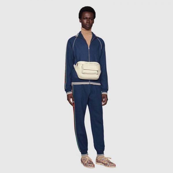 Gucci GG Unisex Black Embossed Belt Bag Tonal Leather (4)