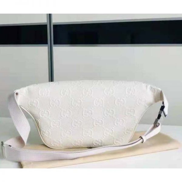 Gucci GG Unisex Black Embossed Belt Bag Tonal Leather LULUX