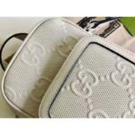 Gucci GG Unisex Embossed Mini Bag White Leather Cotton Linen – Image 8