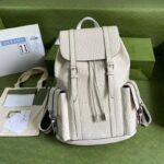 Gucci GG Unisex GG Embossed Backpack White GG Embossed Leather - Image 2