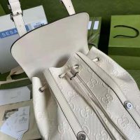 Gucci GG Unisex GG Embossed Backpack White GG Embossed Leather