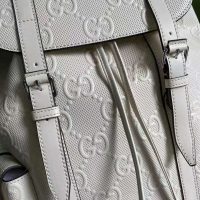 Gucci GG Unisex GG Embossed Backpack White GG Embossed Leather