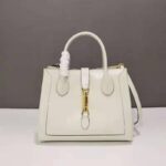 Gucci GG Unisex Jackie 1961 Medium Tote Bag White Leather Gold Toned Hardware – Bild 2