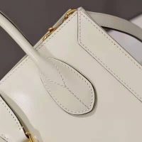 Gucci GG Unisex Jackie 1961 Medium Tote Bag White Leather Gold Toned Hardware
