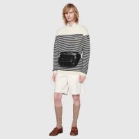 Gucci GG Unisex White Embossed Belt Bag Tonal Leather