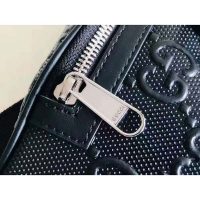 Gucci GG Unisex White Embossed Belt Bag Tonal Leather