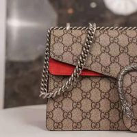 Gucci GG Women Dionysus GG Small Shoulder Bag Beige Ebony GG Supreme Canvas